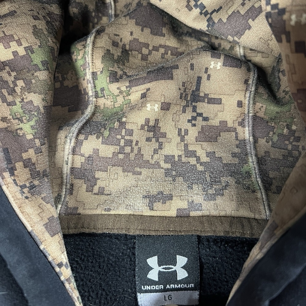Under Armour Hoodie Mens L Black Icon Digital Camo Hunting Drawstring Sweatshirt - Picture 3 of 12